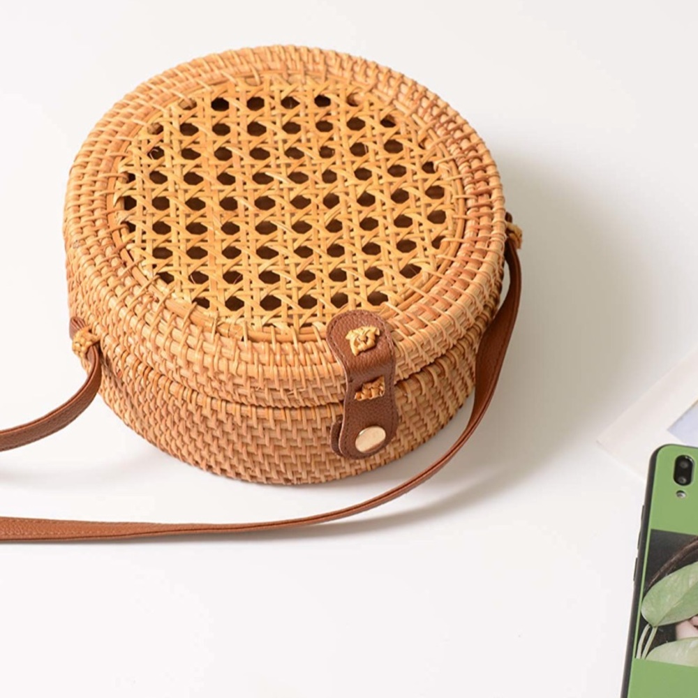 Handwoven Round Rattan Bag - Picture 2 of 5